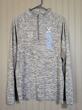 Under Armour Quarter Zip Pullover Sweater "Air Force" Logo Gray Women's Large